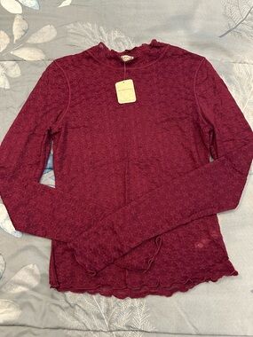 NWTS Intimately by Free People Women's Long-Sleeve Lace Mock Neck Top Sz S